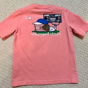 Vineyard Vines Kids Pink Baseball Graphic Tee